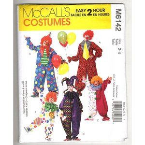 McCalls M6142 Childrens Clown Costume with Hat Sewing Pattern New Size 2 to 4